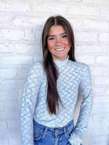 Adorable Embrace Blue Lace Longsleeve Top