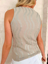 Load image into Gallery viewer, Queen Of Sparkles Silver Wavy Rhinestone Tank