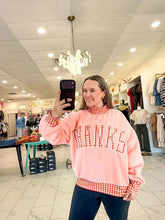 Load image into Gallery viewer, Give Thanks Peach Gingham Pullover