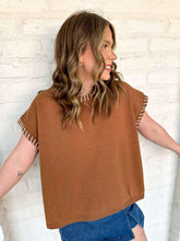 Load image into Gallery viewer, Stitch With Me Deep Camel Top