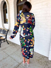 Load image into Gallery viewer, Queen Of Sparkles Navy Knit Christmas Cowboy Boot Midi Dress