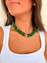 Load image into Gallery viewer, Large Dark Green Bead Necklace