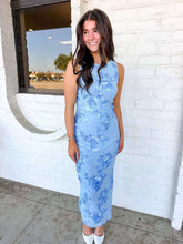 Load image into Gallery viewer, Blue Skies Blue Floral Mesh Midi Dress