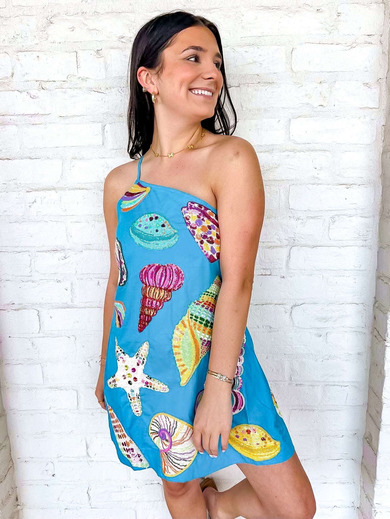 Aqua Multi Shell Dress-SALE Large