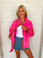 Load image into Gallery viewer, Queen Of Sparkles Hot Pink Rhinestone Zip Up Fleece