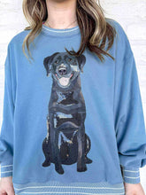 Load image into Gallery viewer, Queen Of Sparkles Dusty Blue Black Lab Sweatshirt