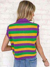 Load image into Gallery viewer, Classic Mardi Gras Stripe Sweater Vest