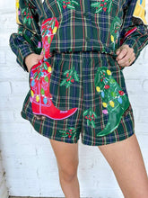 Load image into Gallery viewer, Queen Of Sparkles Dark Green Plaid Multi Christmas Cowboy Boots Short