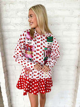 Load image into Gallery viewer, Queen Of Sparkles Red &amp; White Polka Dot Metallic Nutcracker Button Up Cotton
Dress