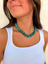 Load image into Gallery viewer, Resin Round Cyan Blue Bead Necklace