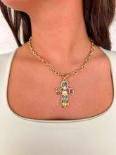 Load image into Gallery viewer, Multi Crystal Cross Necklace