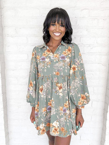 Floral Fields Green Dress