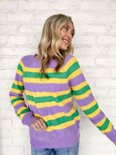 Load image into Gallery viewer, Mardi Gras Knitted Striped Sweater