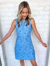 Load image into Gallery viewer, Scallop Sass Blue Dress