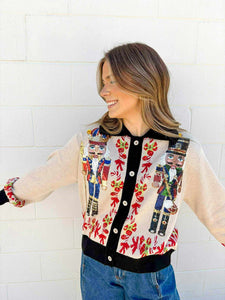 Queen Of Sparkles Black Trim Collar Nutcracker & Candy Cane Cardigan
