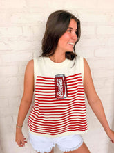 Load image into Gallery viewer, Queen Of Sparkles Licensed White &amp; Red Striped Coca Cola Knit Tank