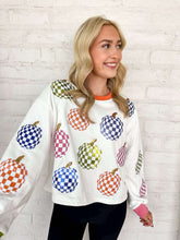 Load image into Gallery viewer, Jordan Amanda Sparkly Gingham Disco Pumpkins Sweatshirt