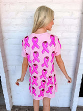Load image into Gallery viewer, Queen Of Sparkles Pink Breast Cancer Ribbon Tee Dress