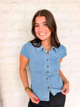 Load image into Gallery viewer, Head High Button Up Denim Top