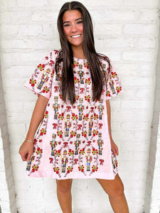 Queen Of Sparkles Light Pink Cotton Nutcracker & Candy Cane Dress