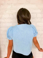 Load image into Gallery viewer, Treat Yourself Floral Blue Knit Top