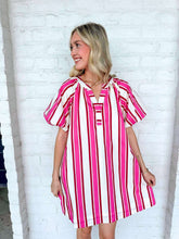 Load image into Gallery viewer, Seasonal Happiness Pink Stripe Dress