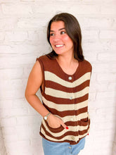 Load image into Gallery viewer, Here We Go Brown Stripe Top