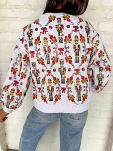 Queen Of Sparkles Grey Nutcracker & Candy Cane Sweatshirt