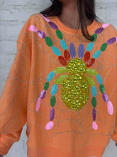 Load image into Gallery viewer, Queen Of Sparkles Light Orange Multi Spider On Web Sweatshirt
