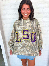 Load image into Gallery viewer, Queen Of Sparkles Camo LSU Mock Neck Sweatershirt
