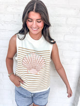 Load image into Gallery viewer, Queen Of Sparkles Ivory &amp; Tan Striped Shell Knit Tank