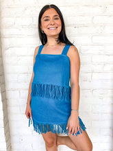 Load image into Gallery viewer, Queen Of Sparkles Light Blue Mesh
Fringe Coverup Midi Skirt