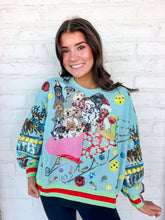Load image into Gallery viewer, Queen Of Sparkles Aqua Dogs on Santas Sleigh Sweatshirt