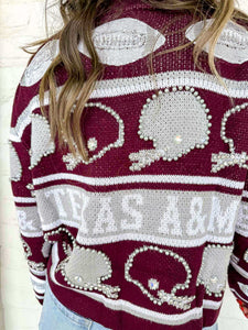 Queen Of Sparkles Texas A&M Vintage Football Sweater