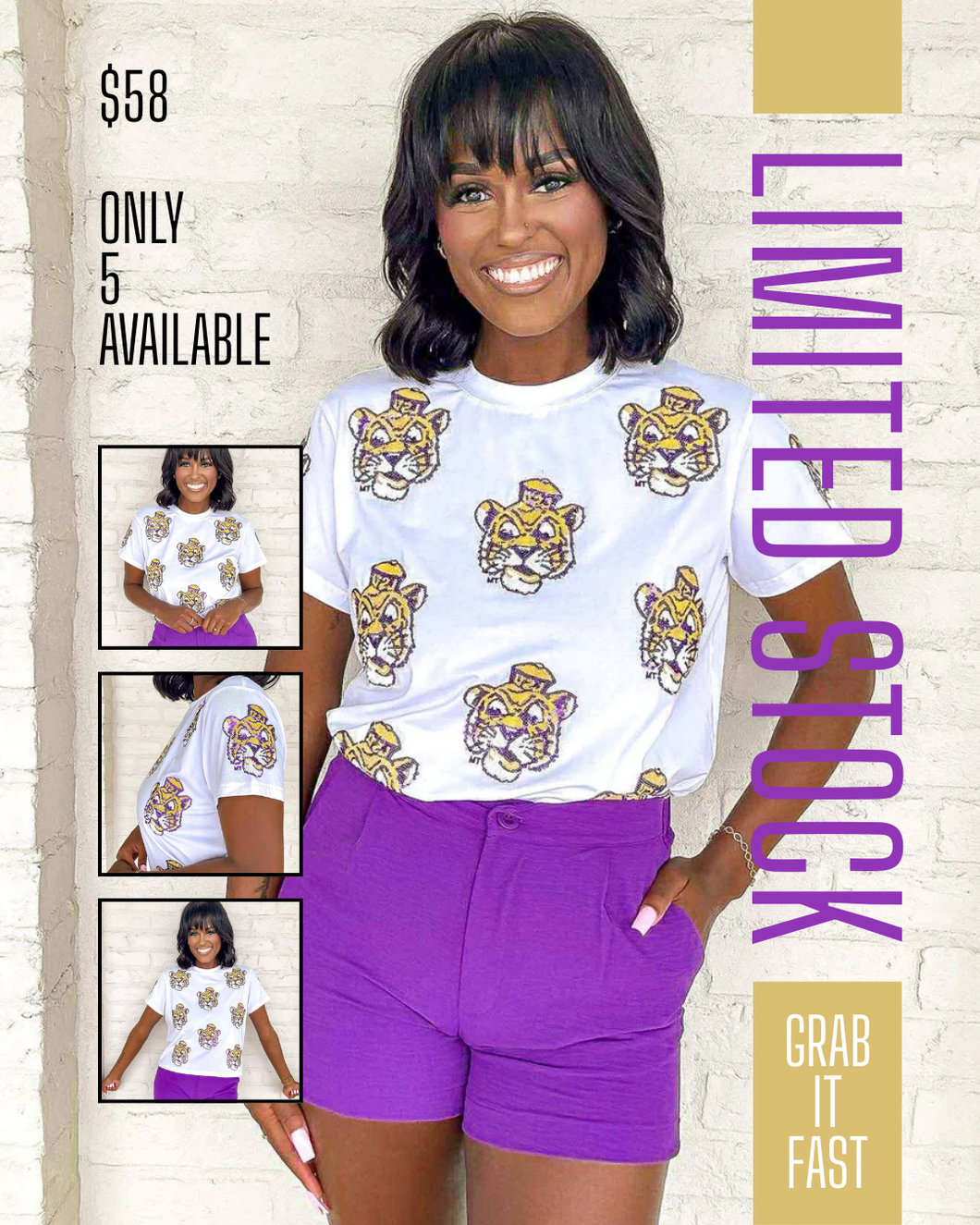 Jordan Amanda LSU Tiger Head White Exclusive