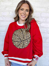 Load image into Gallery viewer, Queen of Sparkles Red Jeweled Basketball Sweatshirt