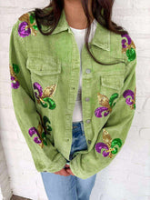Load image into Gallery viewer, Mardi Gras Mambo Green Corduroy Jacket