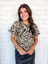 Load image into Gallery viewer, Metallic Tiger Jacquard Black Top