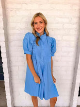 Load image into Gallery viewer, Deal With It Blue Puff Sleeve Dress