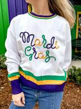 Load image into Gallery viewer, Fat Tuesday Mardi Gras White Top