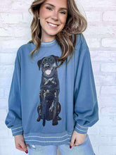 Load image into Gallery viewer, Queen Of Sparkles Dusty Blue Black Lab Sweatshirt