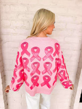Load image into Gallery viewer, Queen Of Sparkles Pink Breast Cancer Ribbon Cardigan