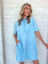 Load image into Gallery viewer, Brunch Date Light Denim Shirt Dress