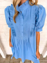 Load image into Gallery viewer, Deal With It Blue Puff Sleeve Dress