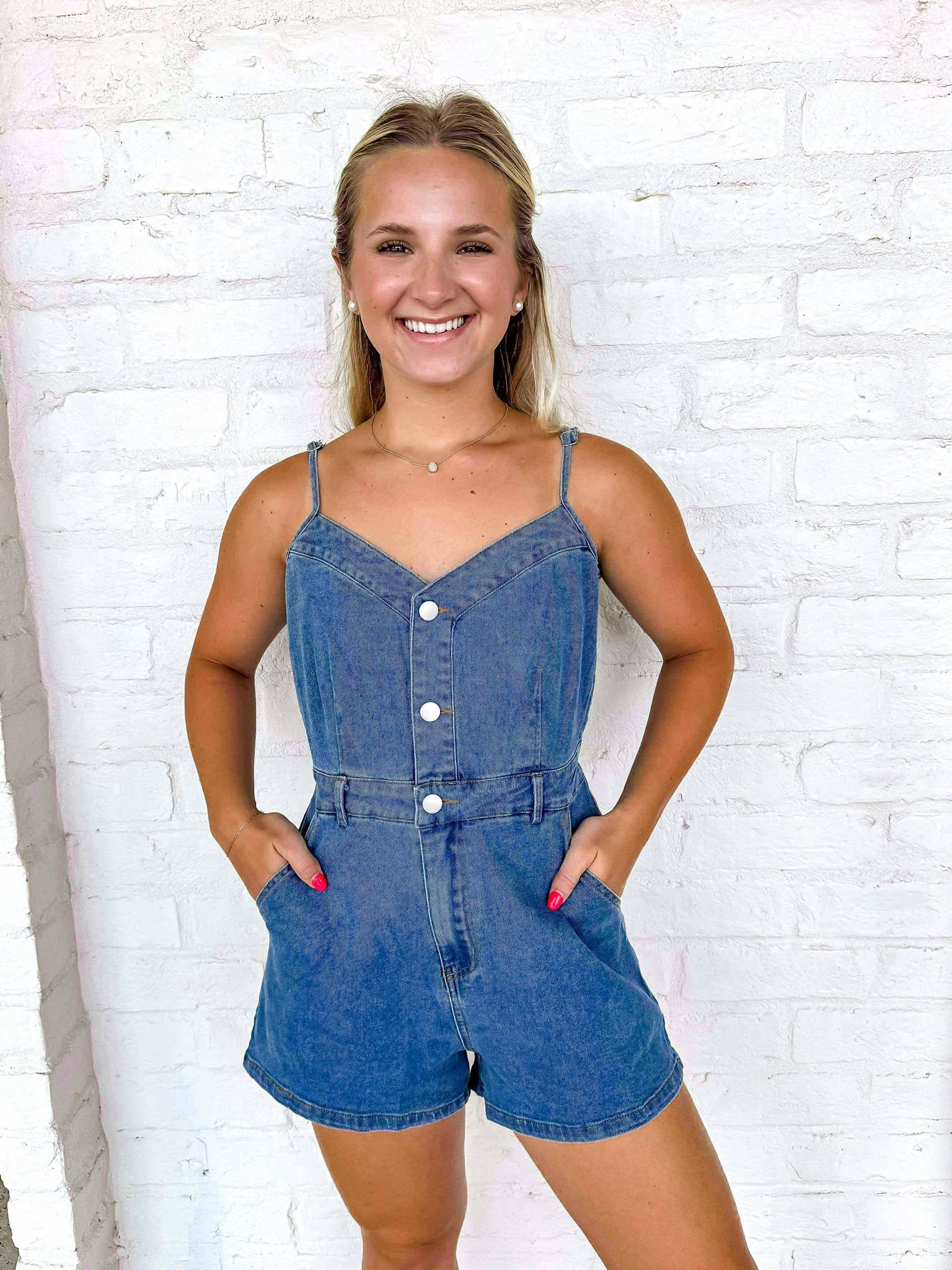 Save The Day Denim Romper Save The Day Denim Romper