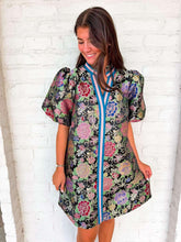 Load image into Gallery viewer, Small Talk Black Jacquard Dress