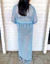 Load image into Gallery viewer, Queen Of Sparkles Aqua Blue Rhinestone Fringe Skirt