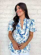 Load image into Gallery viewer, Right Place Ahead Blue Floral Top