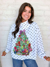 Load image into Gallery viewer, Queen Of Sparkles White &amp; Black Polka Dot Multi Christmas Tree Mockneck