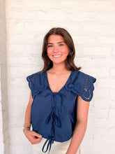 Load image into Gallery viewer, Take It All Navy Scallop Top